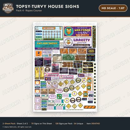Alpine Railworks 31047HO HO Scale Roadside Signs - Upside-Down House
