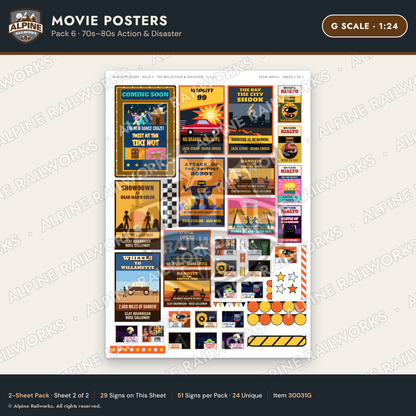 Alpine Railworks 30031G G Scale Movie Posters - 70s-80s Action