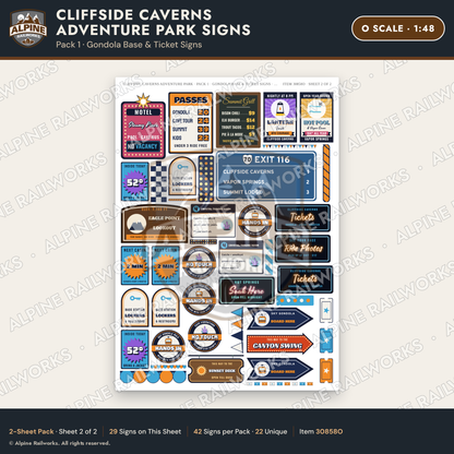 Alpine Railworks 30858O O Scale Roadside Signs - Cave Adventure Park