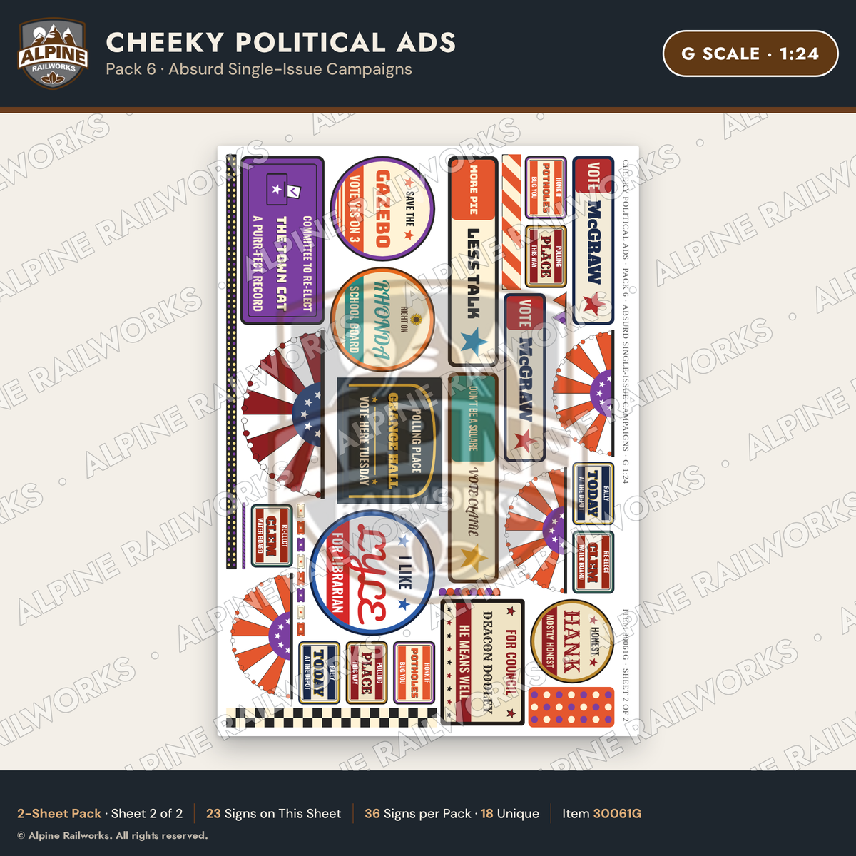 Alpine Railworks 30061G G Scale Cheeky Political Ads