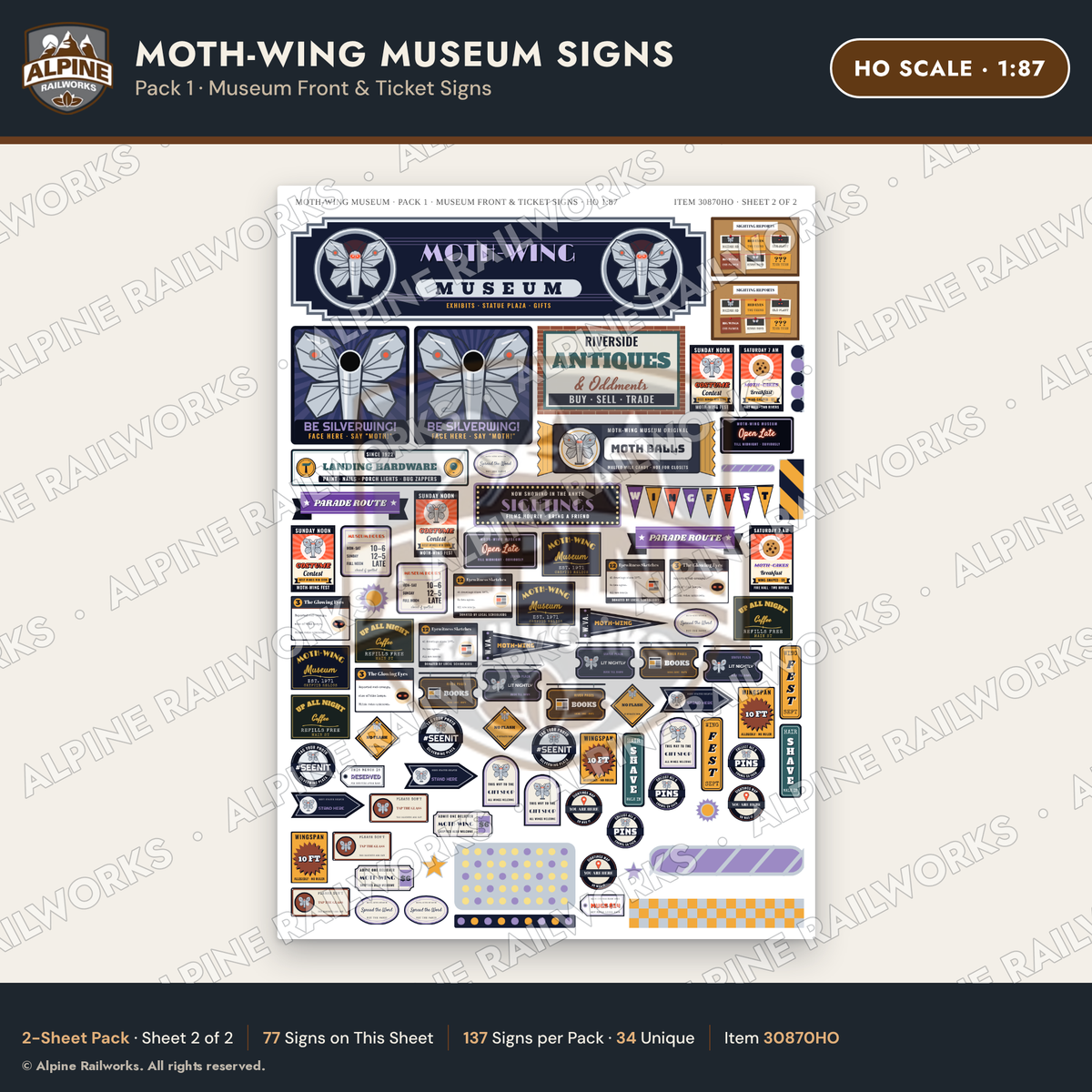 Alpine Railworks 30870HO HO Scale Roadside Signs - Mothman Museum