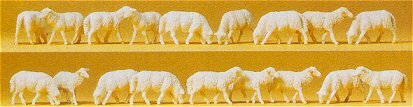 Preiser 14161 HO Scale Animals -- Sheep (white) pkg(18)
