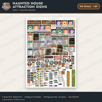 Alpine Railworks 30231HO HO Scale Haunted House Attraction Signs