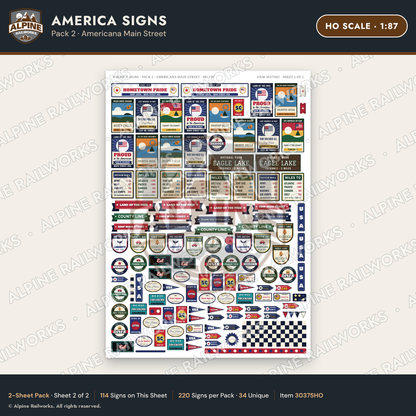Alpine Railworks 30375HO HO Scale America Signs