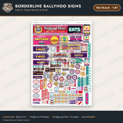 Alpine Railworks 30545HO HO Scale Roadside Signs - Border Tourist Stop