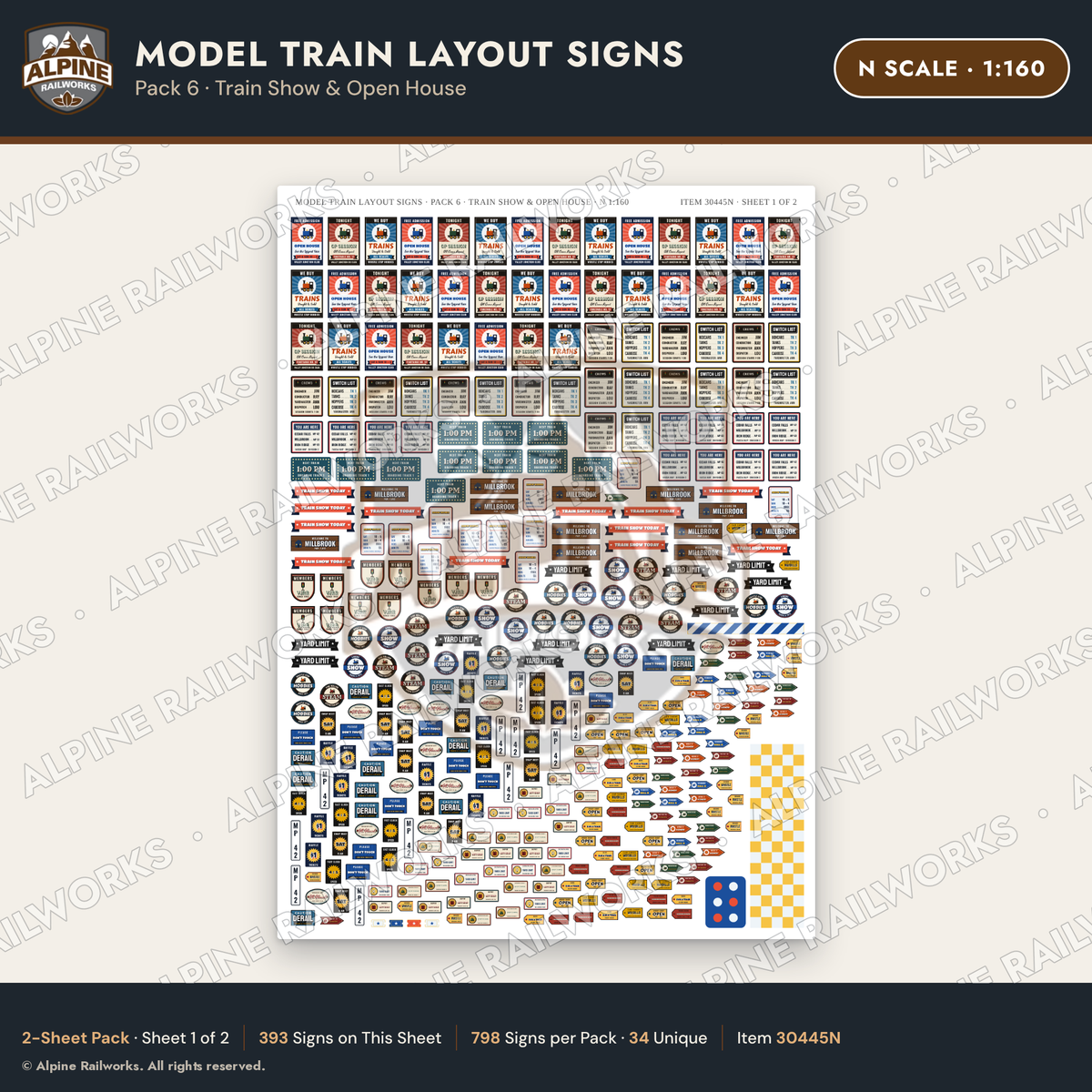 Alpine Railworks 30445N N Scale Model Train Layout Signs - Train Show