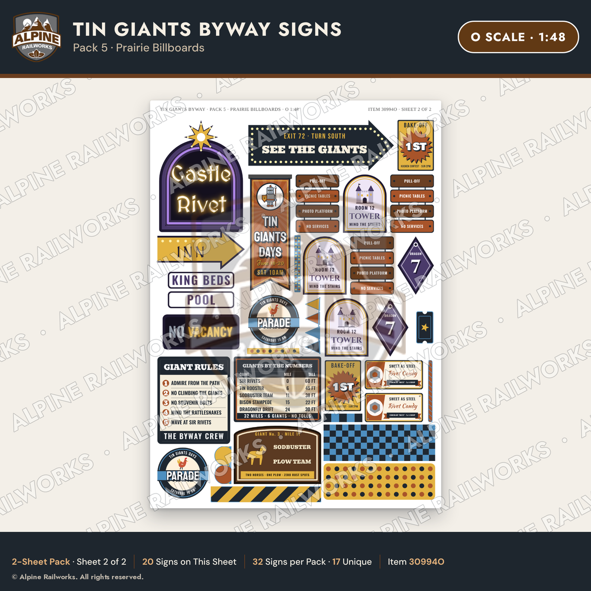 Alpine Railworks 30994O O Scale Roadside Signs - Scrap Metal Giants