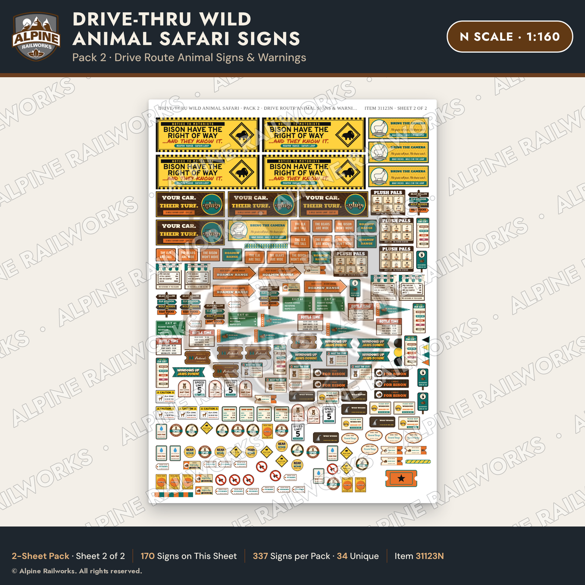 Alpine Railworks 31123N N Scale Roadside Signs - Drive-Thru Safari