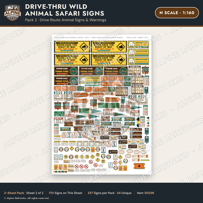 Alpine Railworks 31123N N Scale Roadside Signs - Drive-Thru Safari