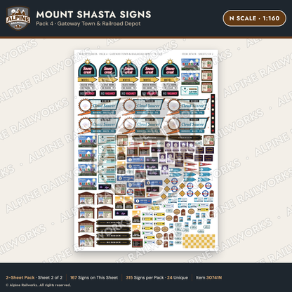 Alpine Railworks 30741N N Scale Tourist Signs - Mount Shasta