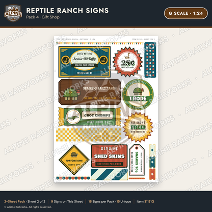 Alpine Railworks 31131G G Scale Roadside Signs - Reptile Zoo