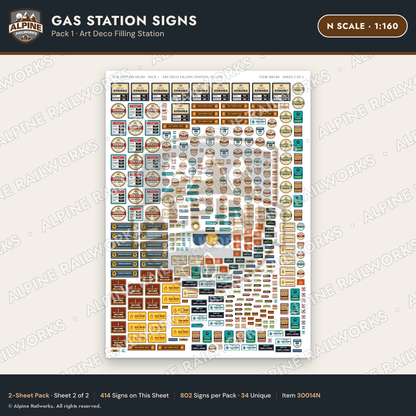 Alpine Railworks 30014N N Scale Gas Station Signs
