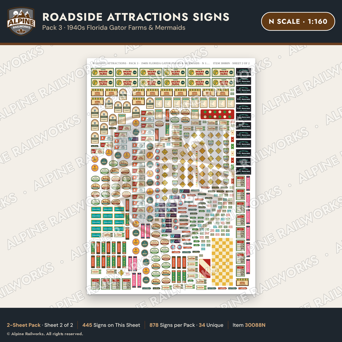 Alpine Railworks 30088N N Scale Roadside Attractions Signs