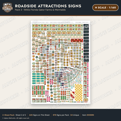 Alpine Railworks 30088N N Scale Roadside Attractions Signs
