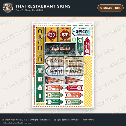 Alpine Railworks 30411G G Scale Thai Restaurant Signs
