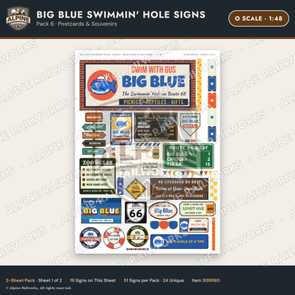 Alpine Railworks 30959O O Scale Roadside Attraction Signs - Blue Whale