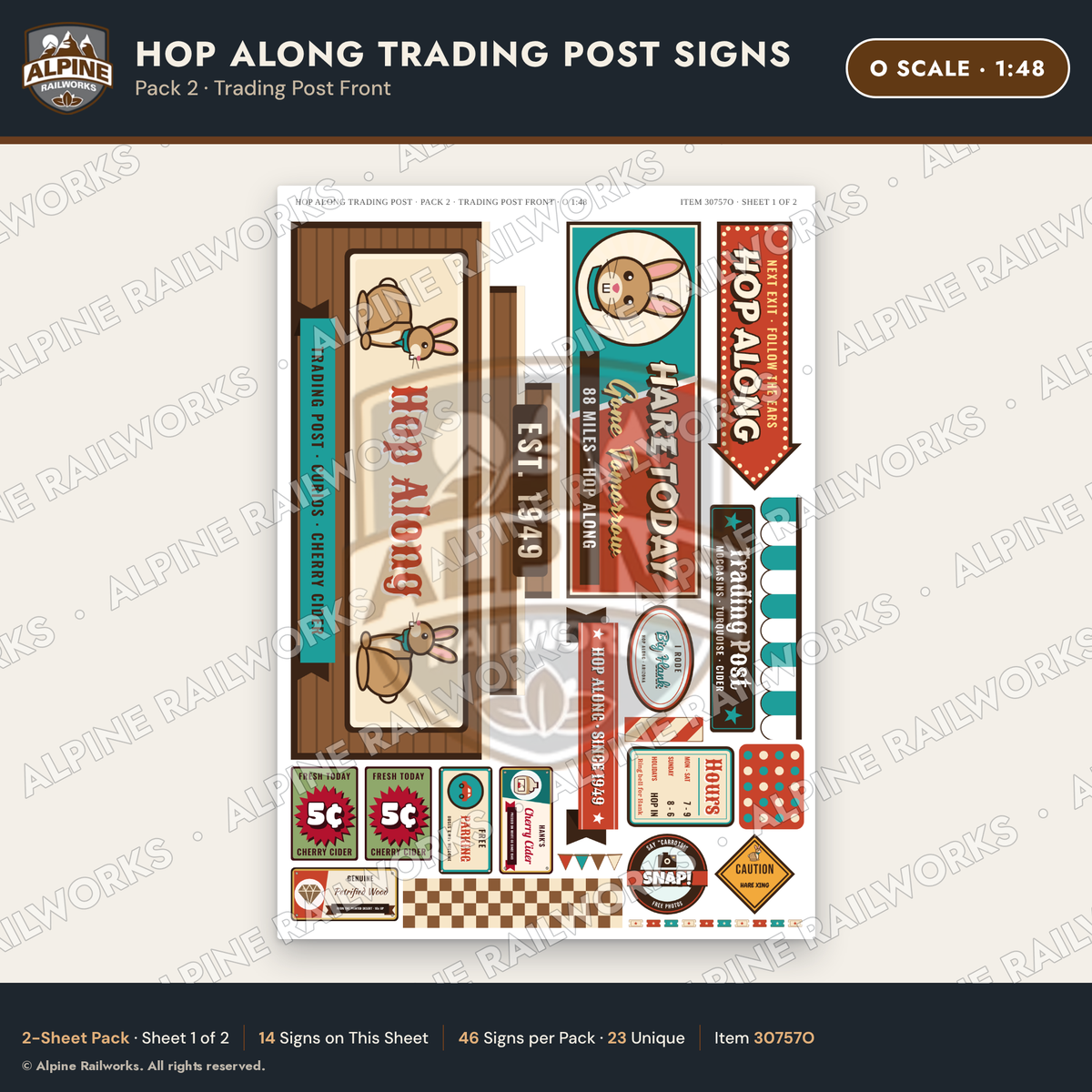 Alpine Railworks 30757O O Scale Roadside Signs - Trading Post