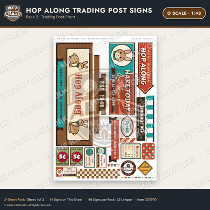 Alpine Railworks 30757O O Scale Roadside Signs - Trading Post