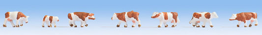 Noch 44251 Z Scale Cows -- Brown, White pkg(7)