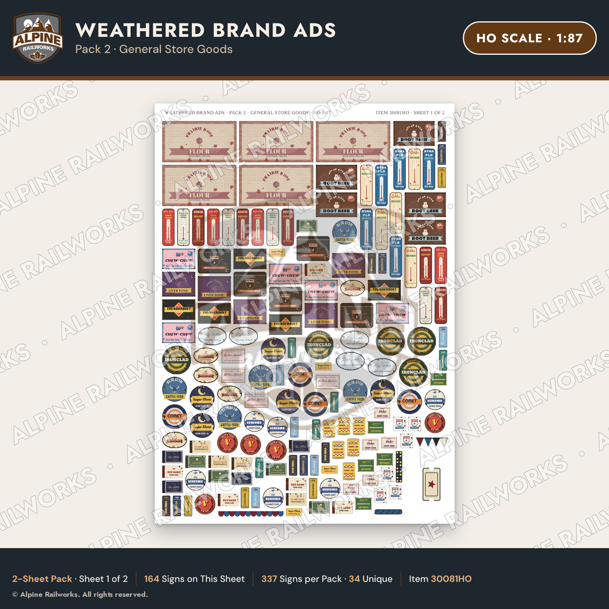 Alpine Railworks 30081HO HO Scale Weathered Brand Ads