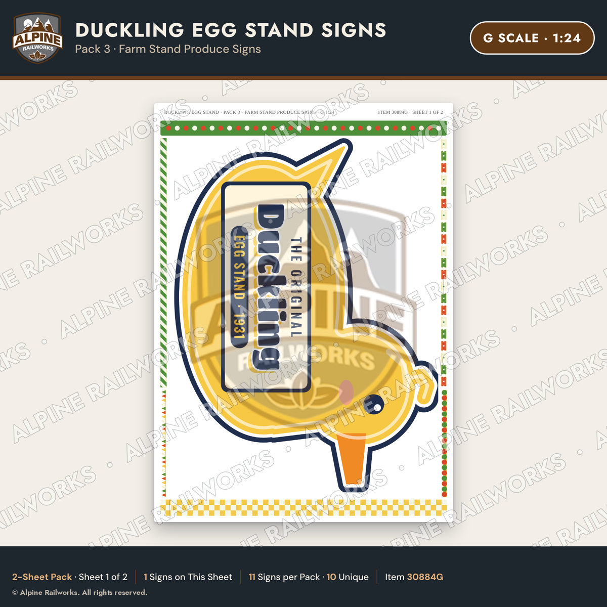 Alpine Railworks 30884G G Scale Roadside Signs - Giant Duck Farm Stand