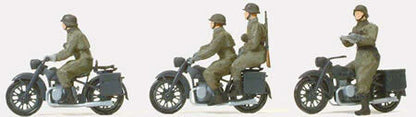 Preiser 16598 HO Scale German Army WWII Motorcycle Troops (Unpainted)