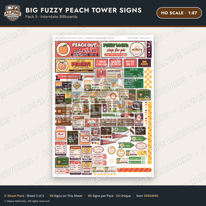 Alpine Railworks 30934HO HO Scale Roadside Signs - Peach Water Tower