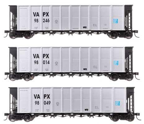 Walthers Mainline 910-56881 HO Scale 50' RD-4 Hopper 3-Pack RTR VAPX #98014–98246
