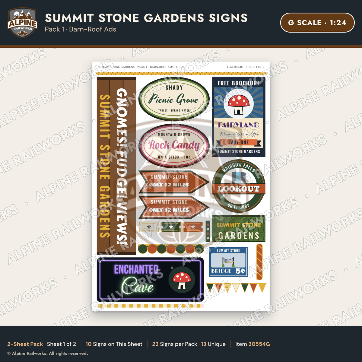 Alpine Railworks 30554G G Scale Roadside Signs - Rock Garden