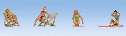 Noch 15851 HO Scale Sunbathing Women with Accessories -- pkg(4)