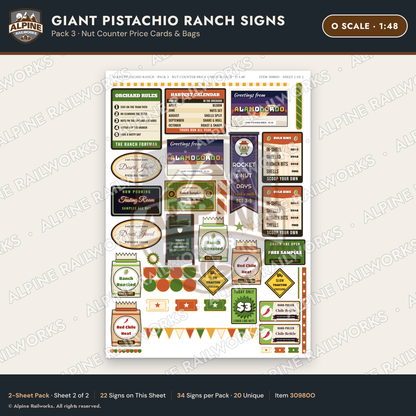 Alpine Railworks 30980O O Scale Roadside Signs - Giant Pistachio