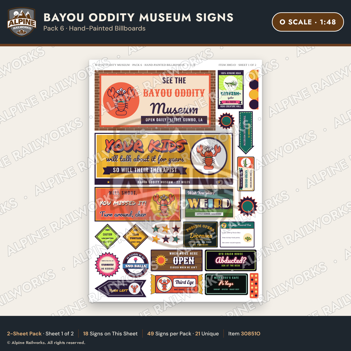 Alpine Railworks 30851O O Scale Roadside Signs - Oddity Museum