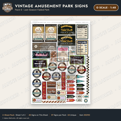 Alpine Railworks 30211O O Scale Vintage Amusement Park Signs