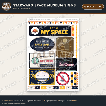 Alpine Railworks 31150G G Scale Roadside Signs - Space Museum