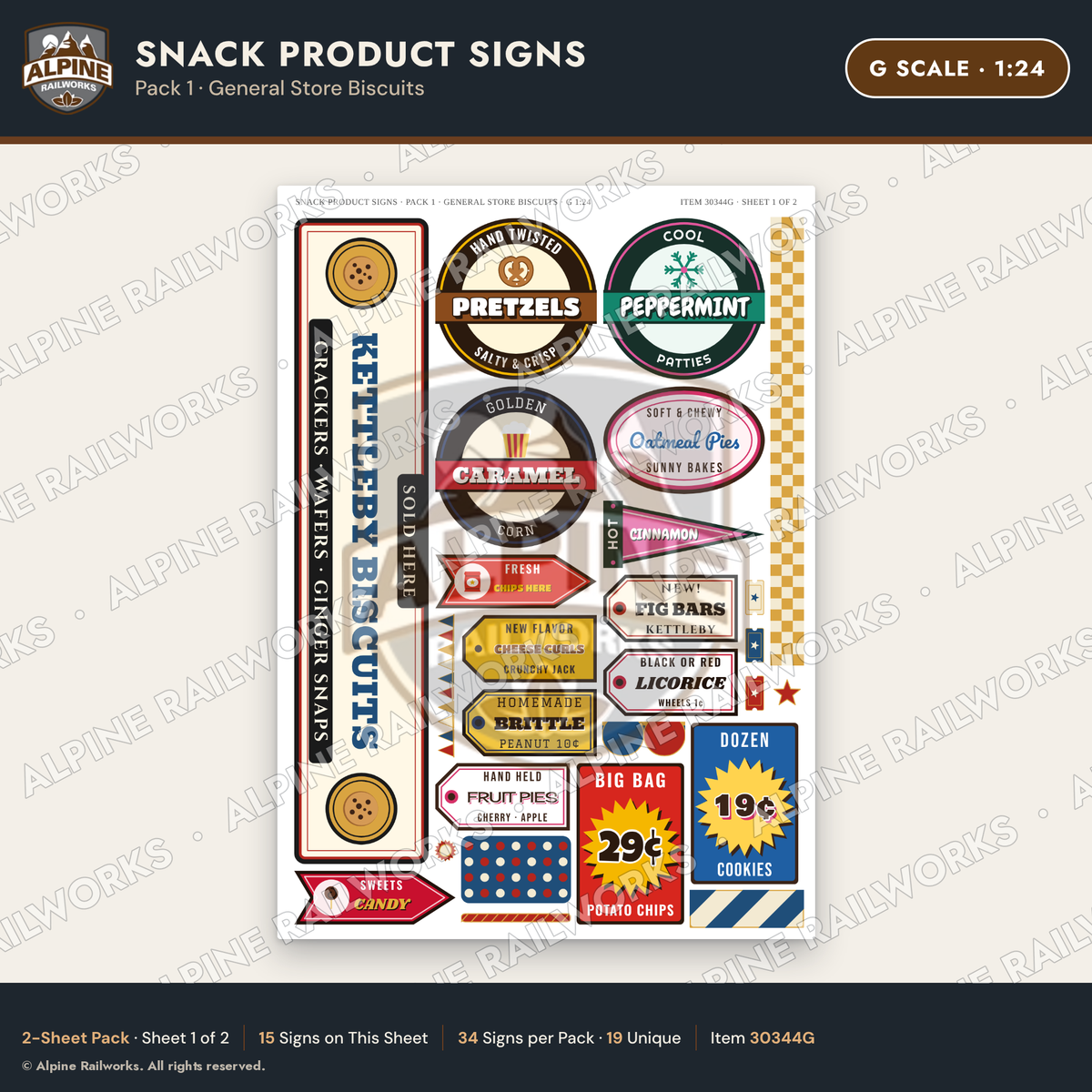 Alpine Railworks 30344G G Scale Snack Product Signs