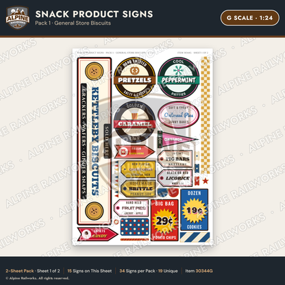 Alpine Railworks 30344G G Scale Snack Product Signs