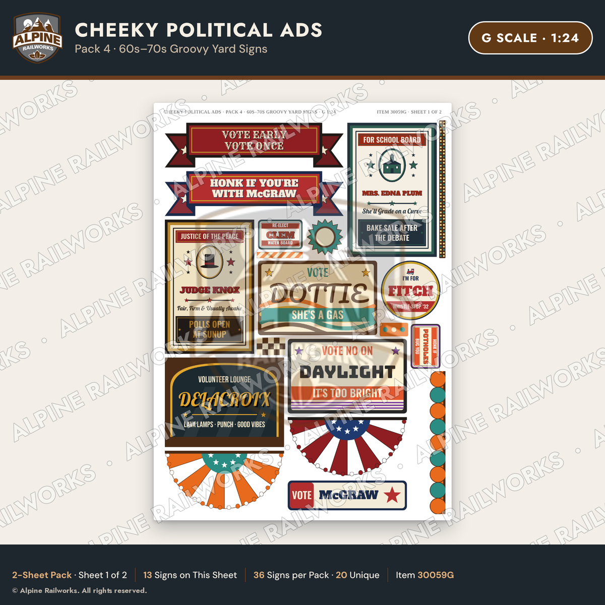 Alpine Railworks 30059G G Scale Cheeky Political Ads