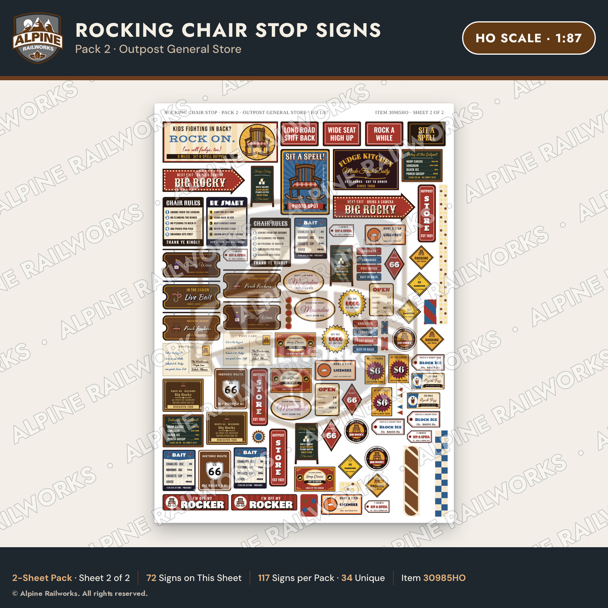 Alpine Railworks 30985HO HO Scale Roadside Signs - Giant Rocking Chair