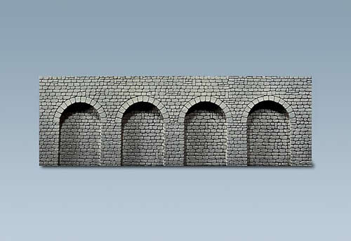 Faller 272600 N Scale Arcades -- Natural Stone w/Round Arch (gray)