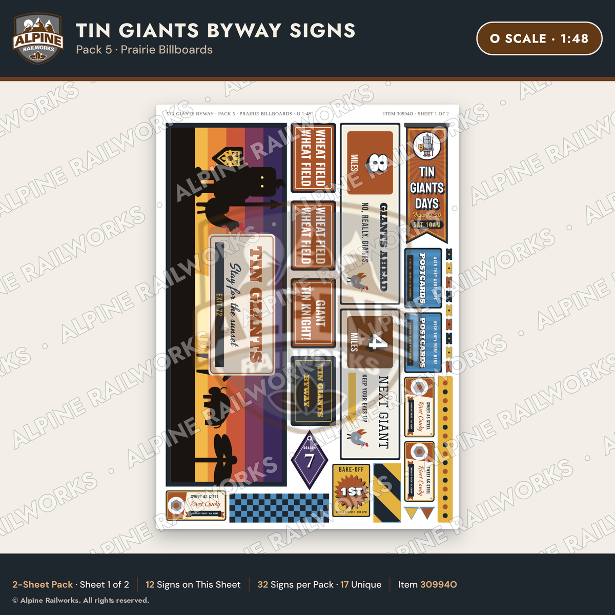 Alpine Railworks 30994O O Scale Roadside Signs - Scrap Metal Giants