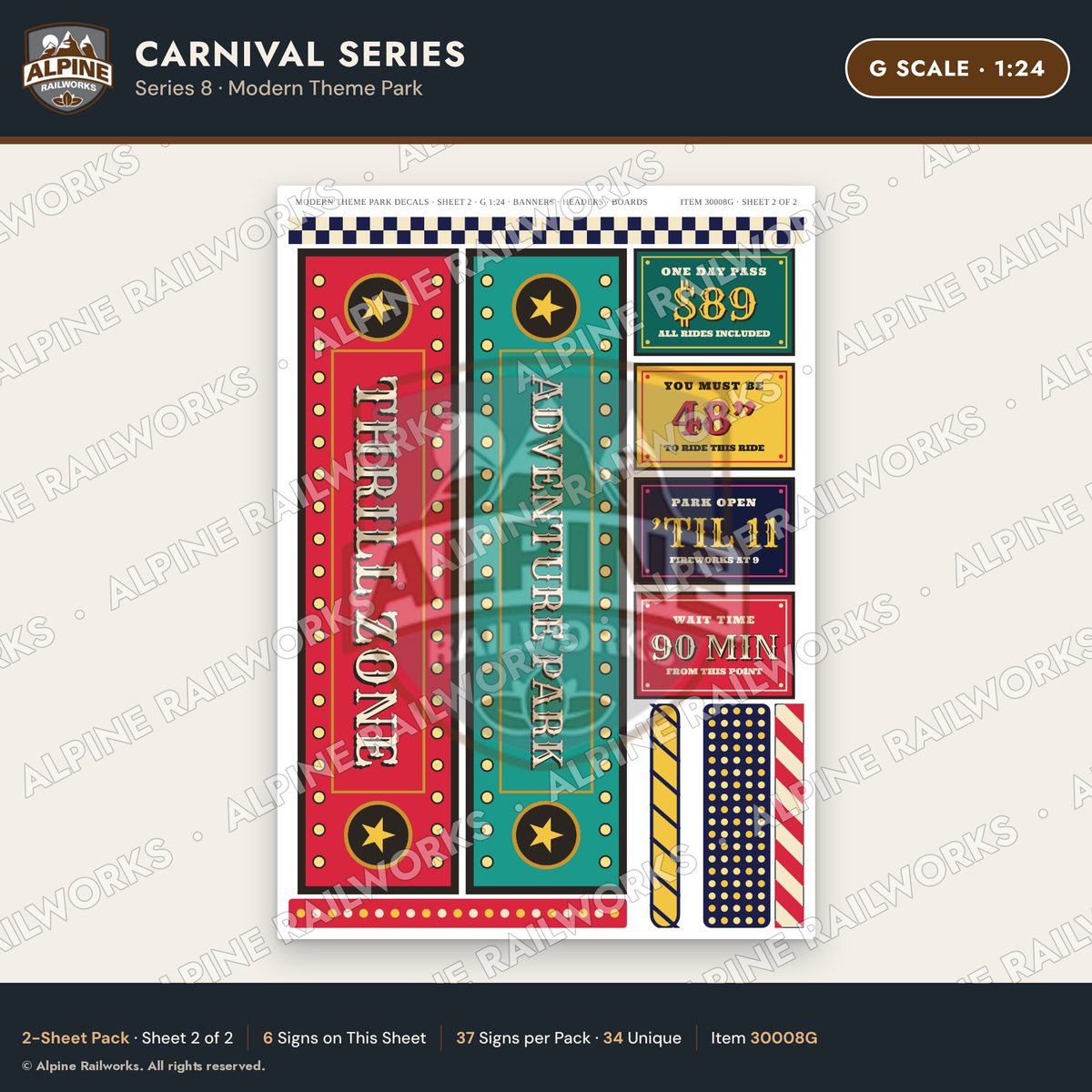 Alpine Railworks 30008G G Scale Carnival Signs - Modern Theme Park