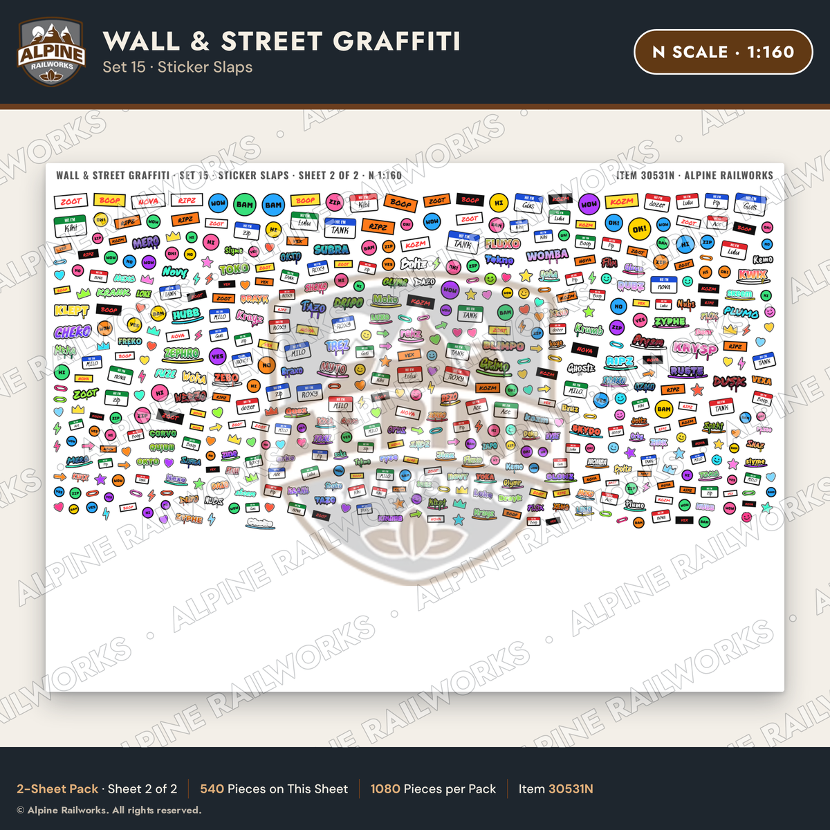 Alpine Railworks 30531N N Scale Wall & Street Graffiti Cut-Outs