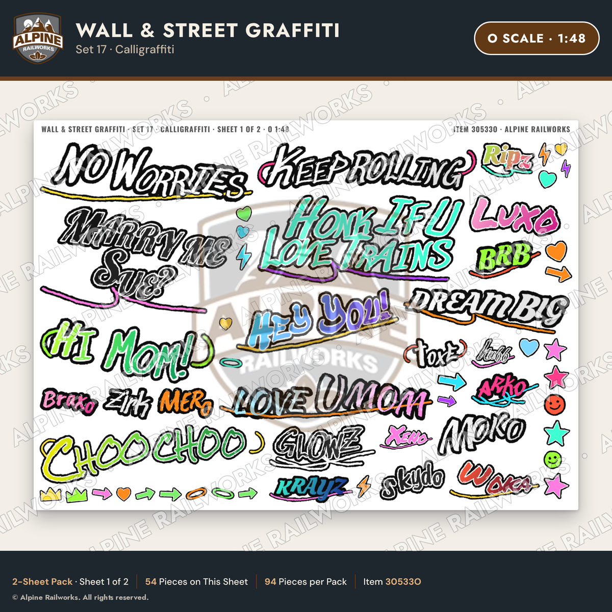 Alpine Railworks 30533O O Scale Wall & Street Graffiti Cut-Outs