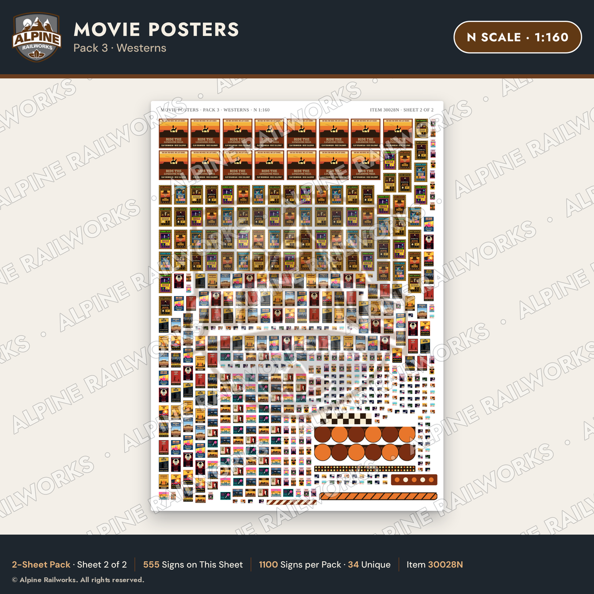 Alpine Railworks 30028N N Scale Movie Posters - Westerns