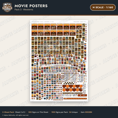 Alpine Railworks 30028N N Scale Movie Posters - Westerns