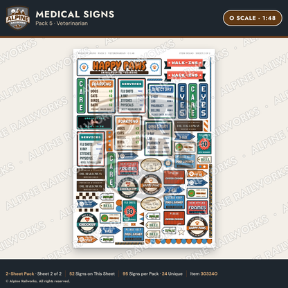 Alpine Railworks 30324O O Scale Medical Signs - Veterinarian