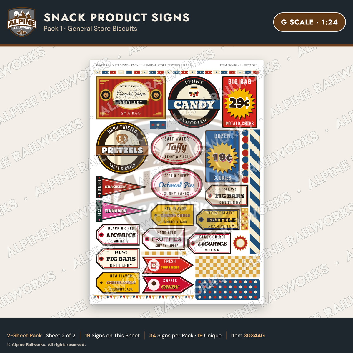 Alpine Railworks 30344G G Scale Snack Product Signs