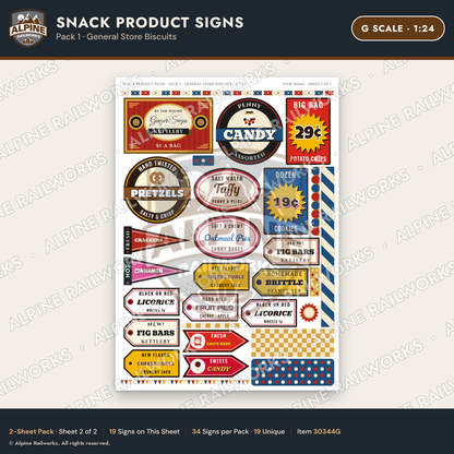 Alpine Railworks 30344G G Scale Snack Product Signs