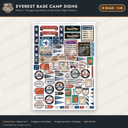 Alpine Railworks 30173O O Scale Everest Base Camp Signs - Expedition