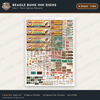 Alpine Railworks 30946N N Scale Roadside Signs - Dog-Shaped Inn